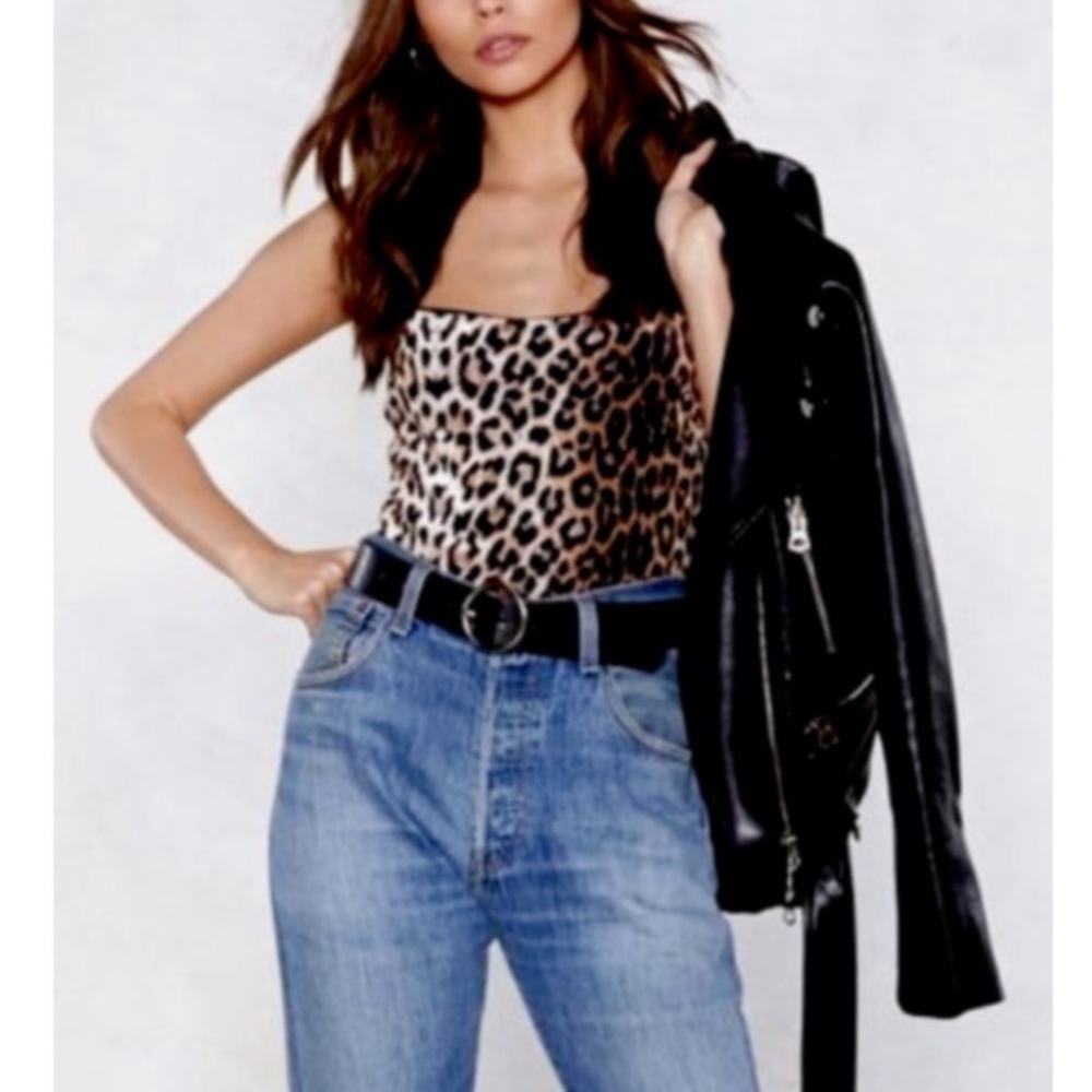 ♥️ 3/30 NWT Nasty Gal When the Fur Flies Leopard Bodysuit